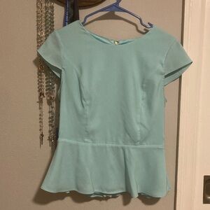 Express Light Aqua Blue Peplum Top